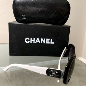 Chanel Black and White Sun Glasses